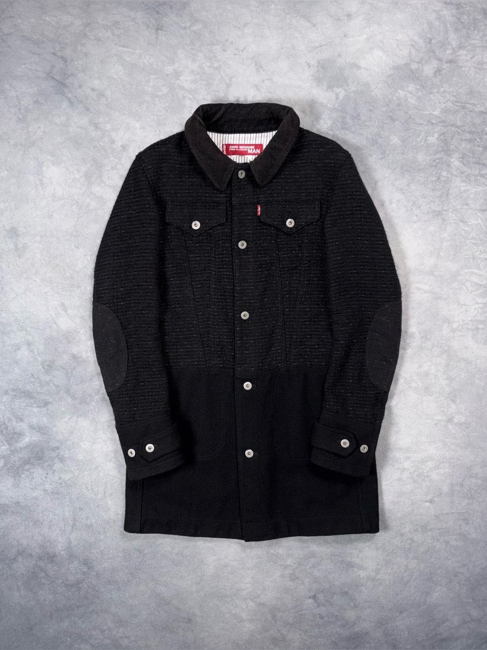 Junya Watanabe x Levi's FW15 Runway Black Tailored Tweed Denim Trench Coat